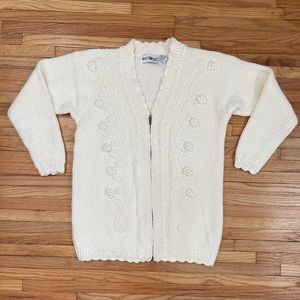 Vintage White Stag brand- White Knit zip Up Cardigan
